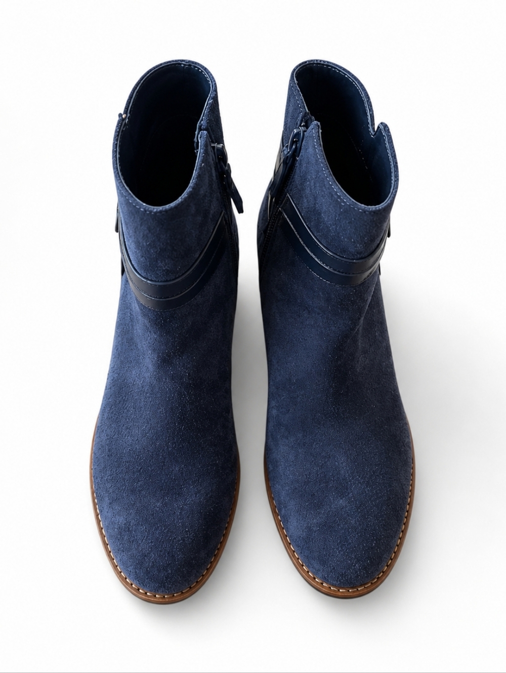 EUC Women's Talbots Tish Wrap Tie Suede Ankle Boots in Navy Blue - Picture 3 of 6